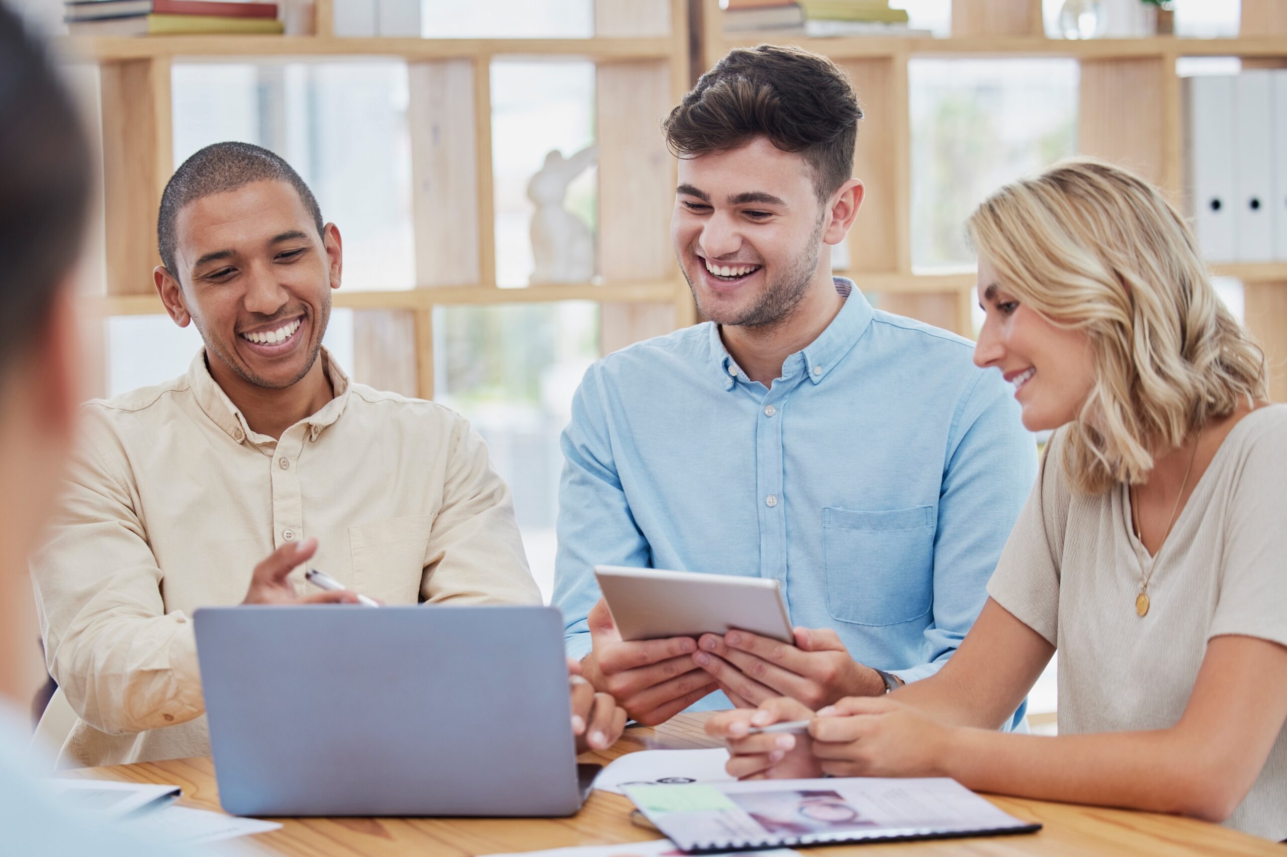 sales team having a meeting in the office